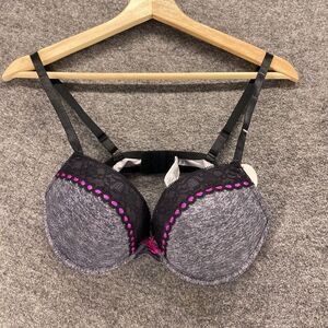 New Love Affair Bralette Bra Women 38C Gray Geometric Lace Opaque Underwired